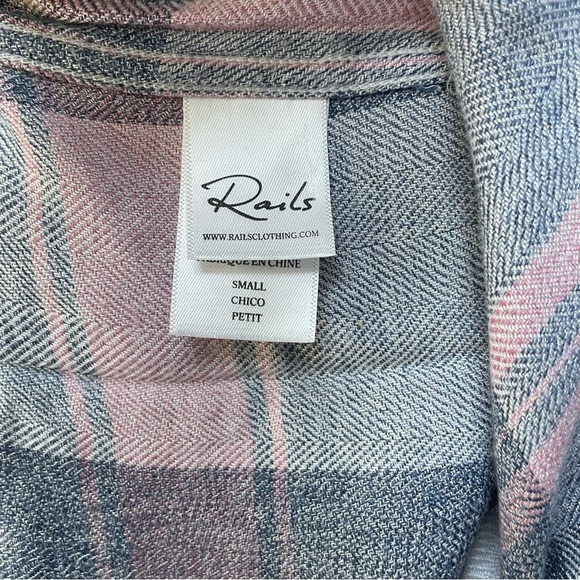 Rails Super Soft Hunter Plaid Button Down Shirt Gray White Pink Size Small - Picture 5 of 11